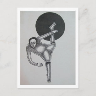 Postal Figura doblada y círculo negro de Hassan Wahba