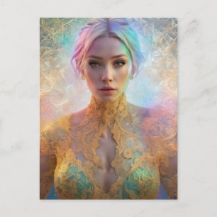 Postal Figura femenina en el pasto