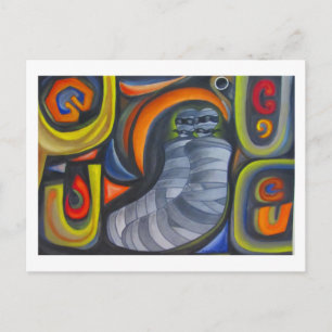 Postal Figura gris y espirales coloridos de Hassan Wahba