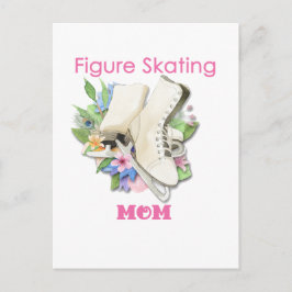 Postal Figura Patinaje de mamá regalo mejor rosado