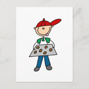 Postal Figuras de Palitos Horneando Galletas Camisetas y