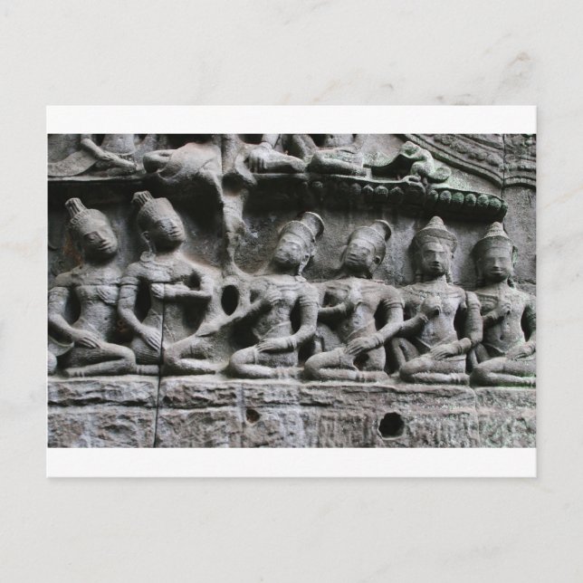 Postal figuras de piedra en ta prohm (Anverso)