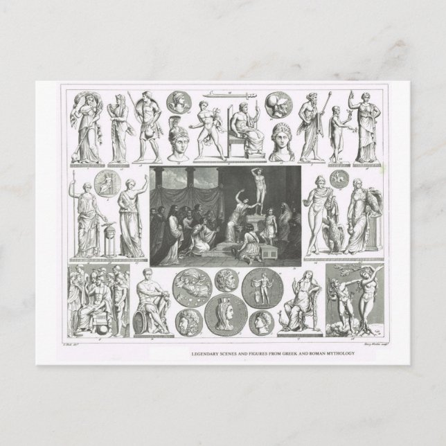 Postal Figuras legendarias de la mitología griega y roman (Anverso)