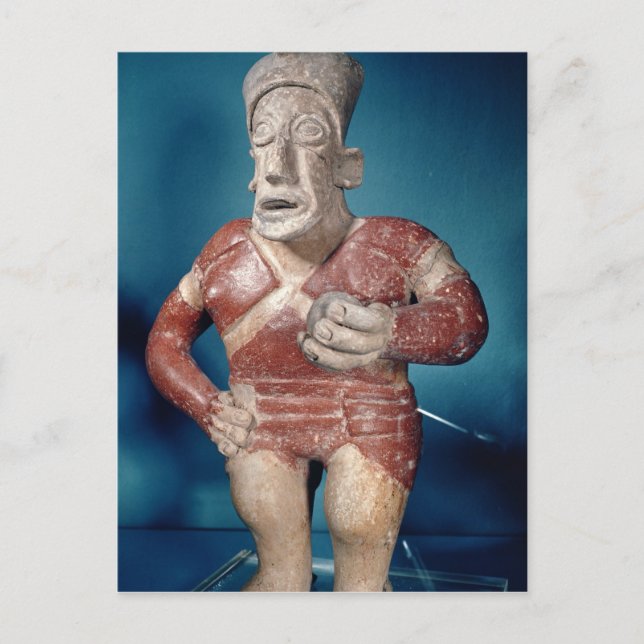 Postal Figurine of a tlachtli player wearing a helmet (Anverso)