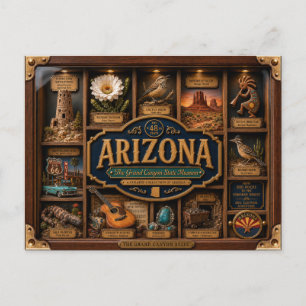 Postal Figurita 3D de Arizona en caja de sombra Estado