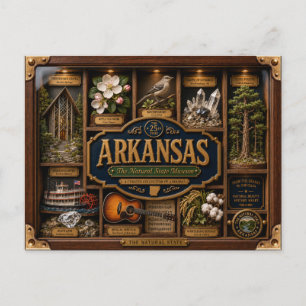 Postal Figurita 3D de Arkansas en caja de sombra Estado