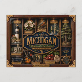 Postal Figurita 3D de caja de sombra de Michigan Estado