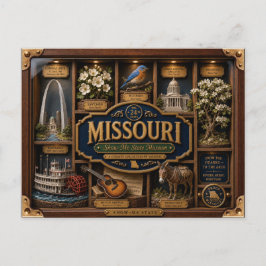 Postal Figurita 3D de caja de sombra de Missouri Estado