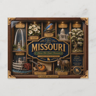 Postal Figurita 3D de caja de sombra de Missouri Estado