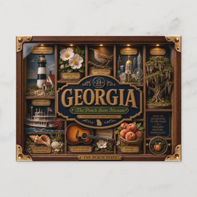 Postal Figurita 3D de Georgia en caja de sombra Estado (Anverso)