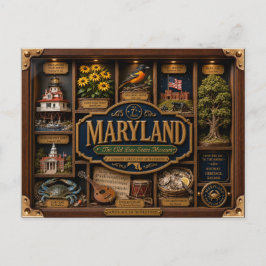 Postal Figurita 3D de Maryland en caja de sombra Estado