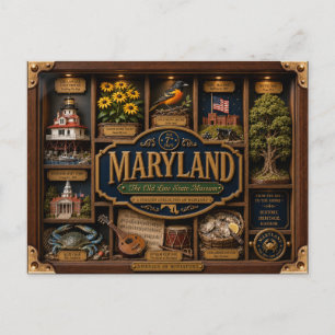 Postal Figurita 3D de Maryland en caja de sombra Estado
