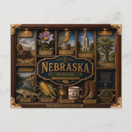 Postal Figurita 3D de Nebraska en caja de sombra Estado