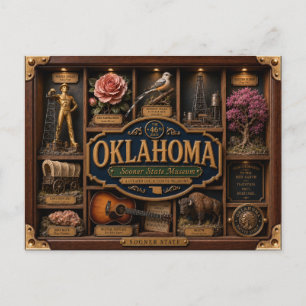 Postal Figurita 3D de Oklahoma en caja de sombra Estado