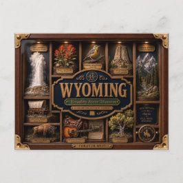 Postal Figurita 3D de Wyoming en caja de sombra Estado
