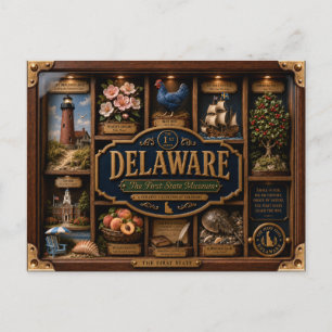 Postal Figurita 3D Delaware en caja de sombra Estado