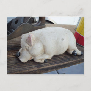 Postal Figurita de cerdo durmiendo