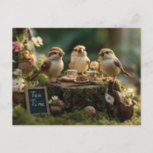 Postal Figuritas de pájaros en miniatura que tienen una f