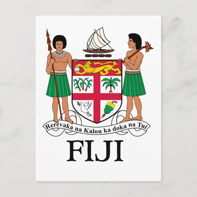 Postal FIJI - emblema / bandera / escudo de armas / símbo (Anverso)