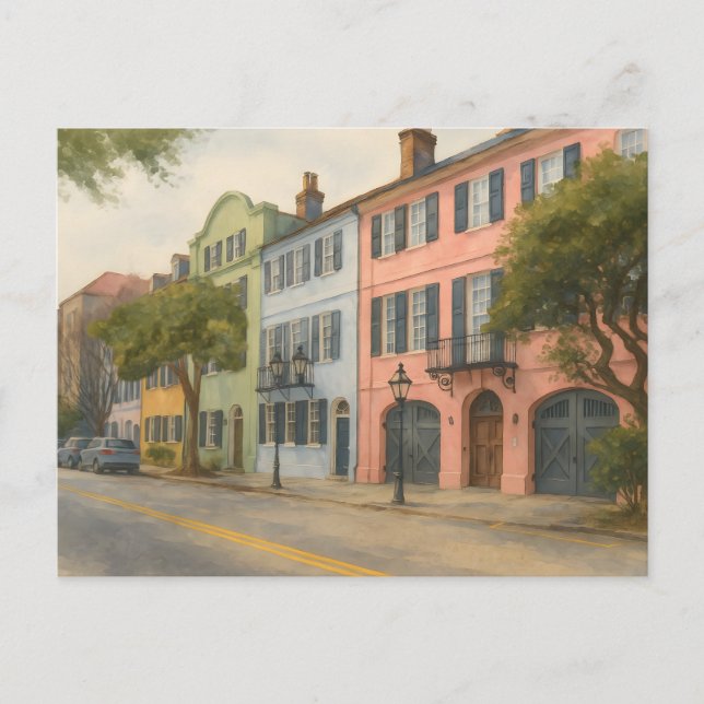 Postal Fila arcoiris de Charleston Watercolor (Anverso)