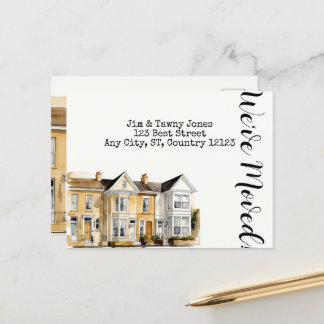 Postal Fila de acuarela de los hogares Cambio de direcció