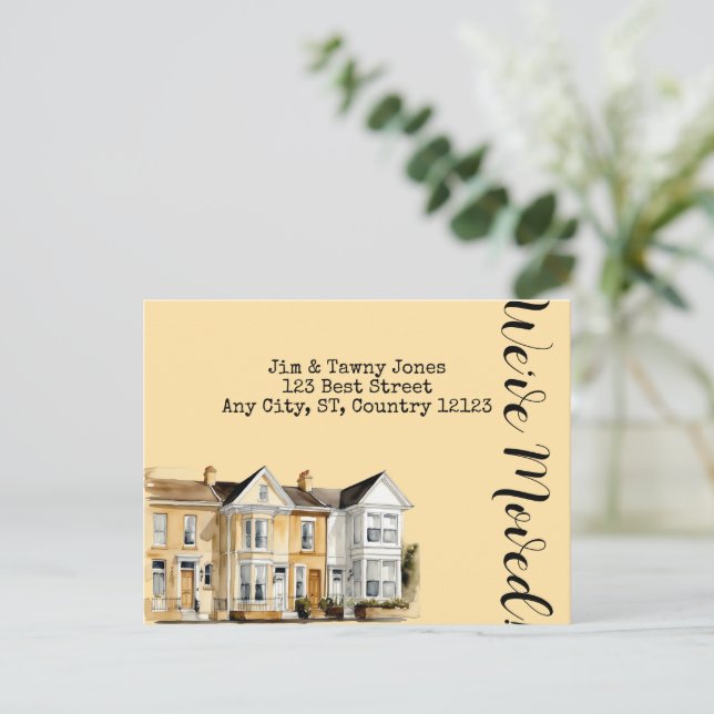 Postal Fila de acuarela de los hogares Cambio de direcció (Anverso de pie)