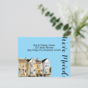 Postal Fila de acuarela de los hogares Cambio de direcció