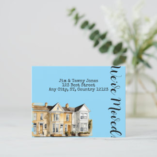 Postal Fila de acuarela de los hogares Cambio de direcció