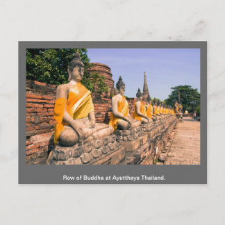 Postal Fila de Buda en Ayutthaya Tailandia.