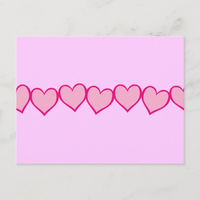 Postal Fila de Corazones Rosas (Anverso)