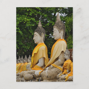 Postal Fila de estatuas de Buda, Wat Yai Chaya Mongkol