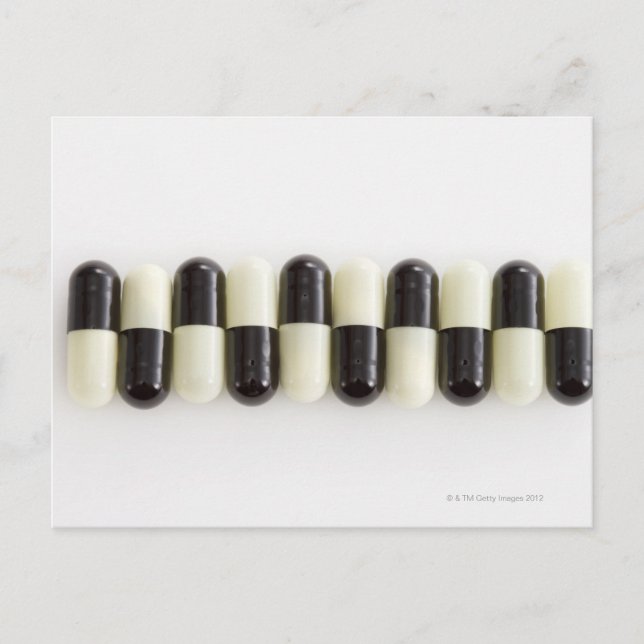 Postal Fila de pastillas blancas y negras (Anverso)