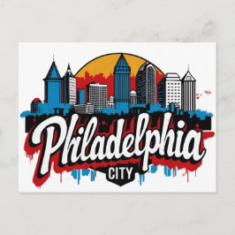 Postal Filadelfia Ciudad Pensilvania EE. UU. silueta retr