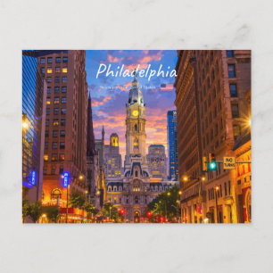 Postal Filadelfia, EE. UU. - Ayuntamiento en el crepúscul