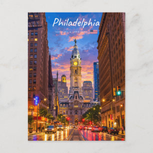 Postal Filadelfia, EE. UU. - Ayuntamiento en el crepúscul