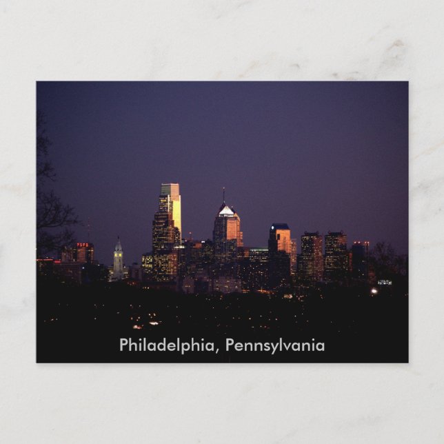 Postal Filadelfia, en el horizonte nocturno de Pensilvani (Anverso)