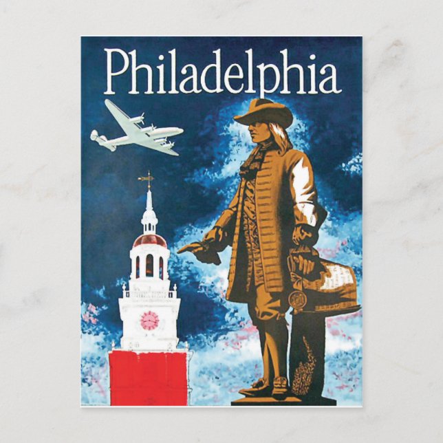 Postal Filadelfia, monumento y la torre (Anverso)
