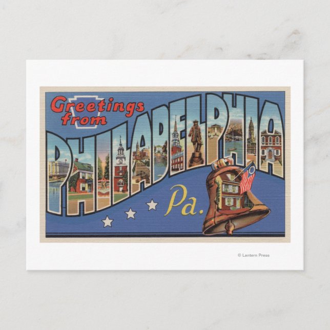 Postal Filadelfia, Pennsylvania - Letra grande (Anverso)