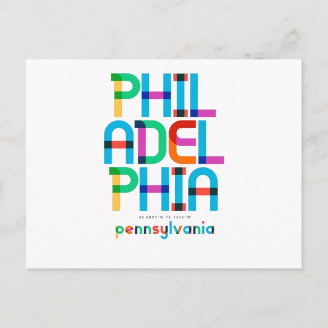 Postal Filadelfia Pennsylvania Mid Century, Pop Art (Anverso)