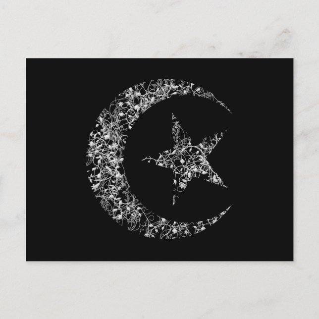 Postal Filigree Crescent Moon and Star on Black (Anverso)
