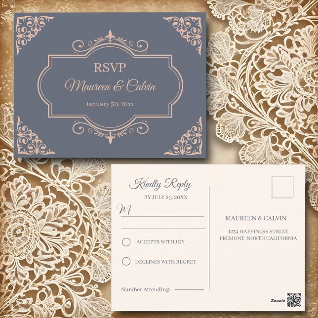 Postal Filigree rústico, RSVP de bodas (Subido por el creador)