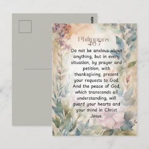 Postal Filipenses 4:6-7 Versículo de la Biblia Cristiana 