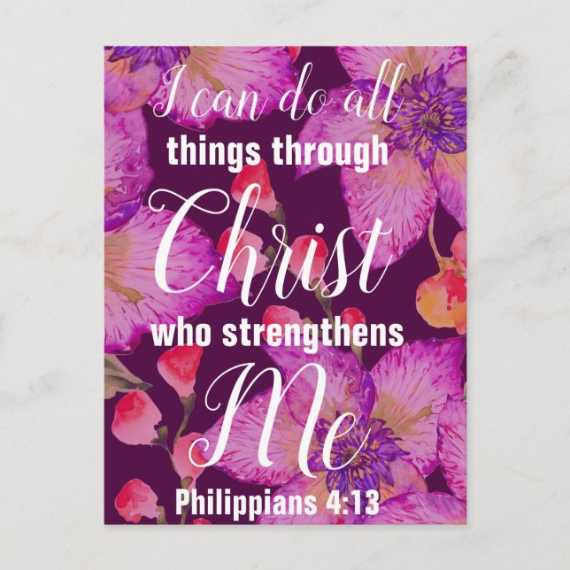Postal Filipinas 4:13 Biblia Verse Floral (Anverso)