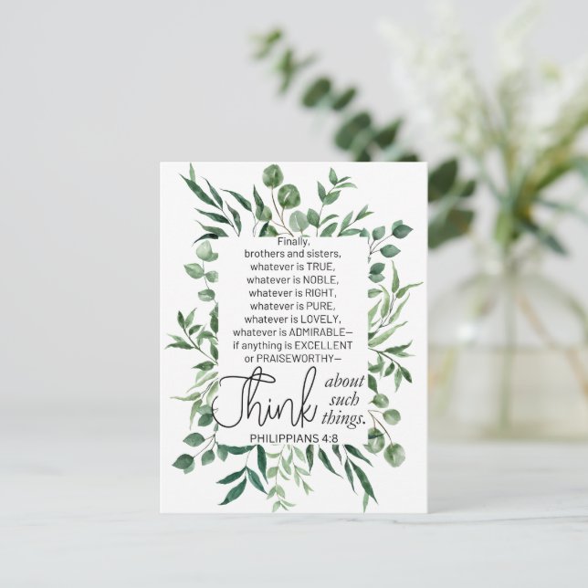 Postal Filipinas 4:8 Lo que sea Noble Eucalipto (Anverso de pie)