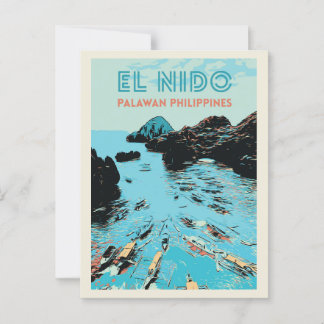 Postal Filipinas, barcos en El Nido, Palawan
