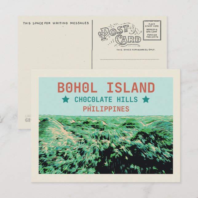 Postal Filipinas, Colinas de chocolate en la isla Bohol (Anverso / Reverso)