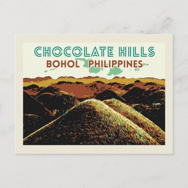 Postal Filipinas, Colinas de chocolate en la postc de la  (Anverso)