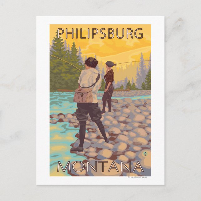 Postal Filipinas, MontanaWomen Fly Fishing (Anverso)