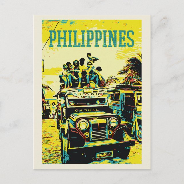 Postal Filipinas, un yipni sobrecargado (Anverso)