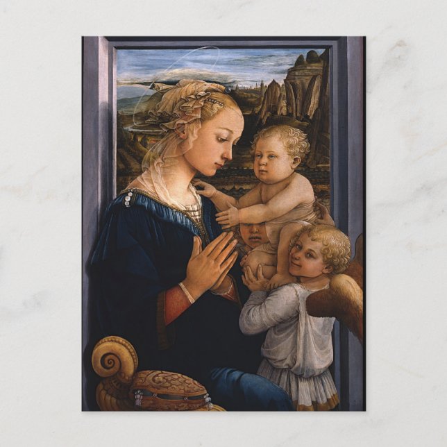 Postal Filippo Lippi- Madonna y niño con dos ángeles (Anverso)